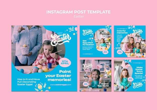 PSD modello di progettazione di post di instagram di pasqua