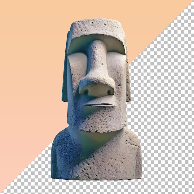 PSD statua moai di roccia dell'isola di pasqua vista anteriore isolata su uno sfondo trasparente