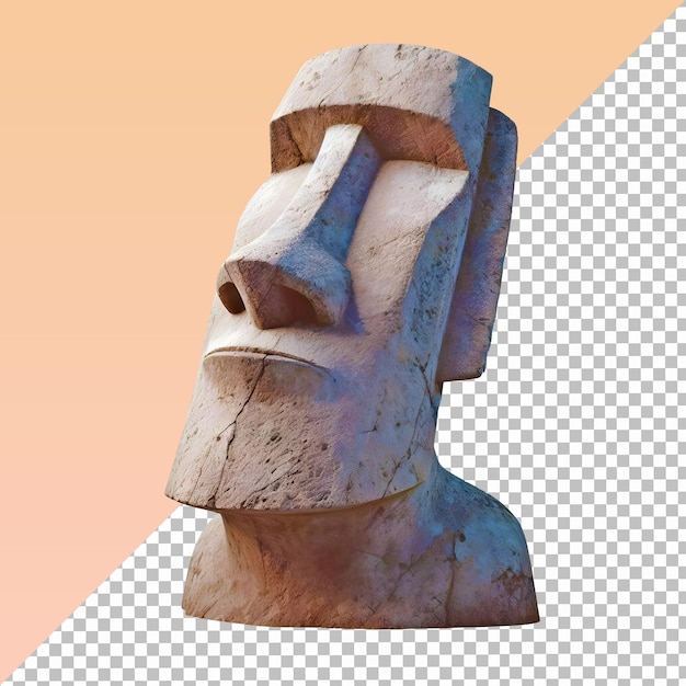 Easter island rock moai statue isolated on transparent background