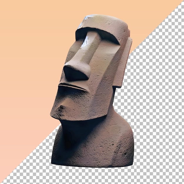 Easter island rock moai statue isolated on transparent background