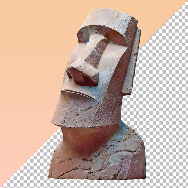 Statua moai di roccia dell'isola di pasqua isolata su uno sfondo trasparente