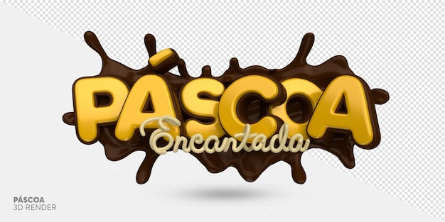 PSD easter label rendering di cioccolato 3d