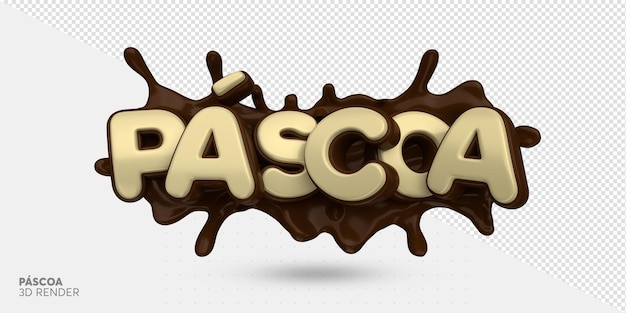 Easter label render 3d chocolate