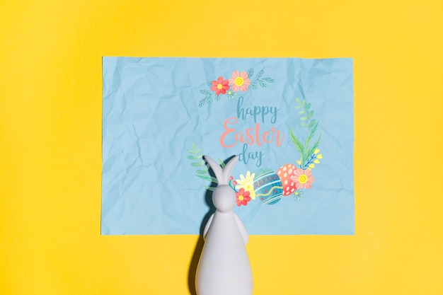PSD easter mockup flat lay for greeting card