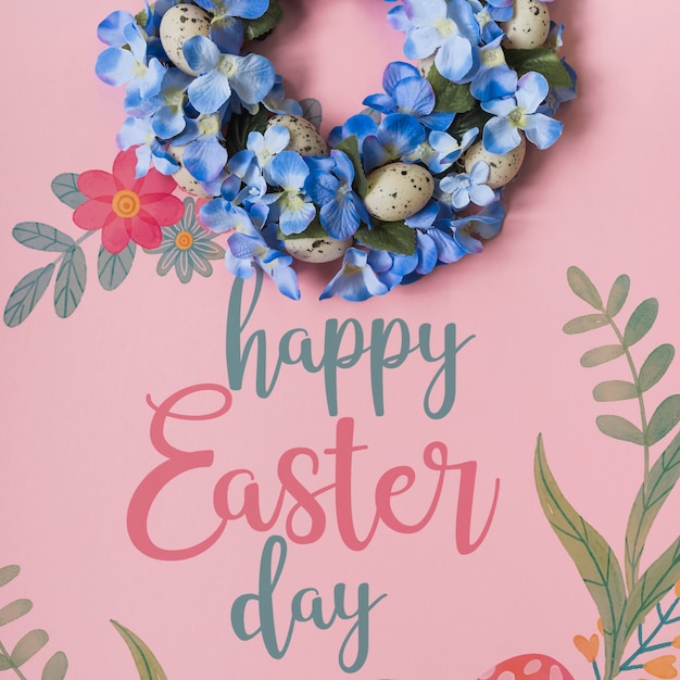 Easter mockup with blue wreath