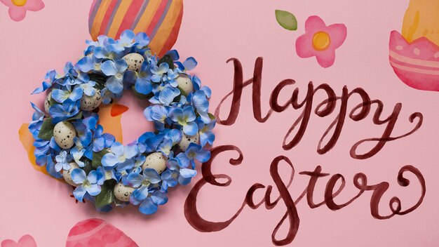 Easter mockup with blue wreath