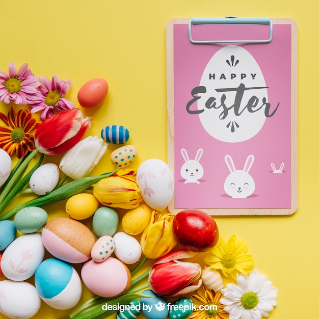 PSD easter mockup with clipboard