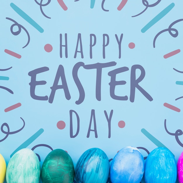easter mockup with colorful egg line