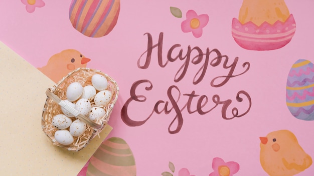 easter mockup with egg basket