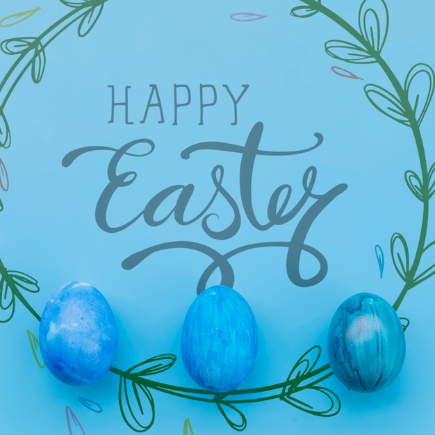 Easter mockup with egg line