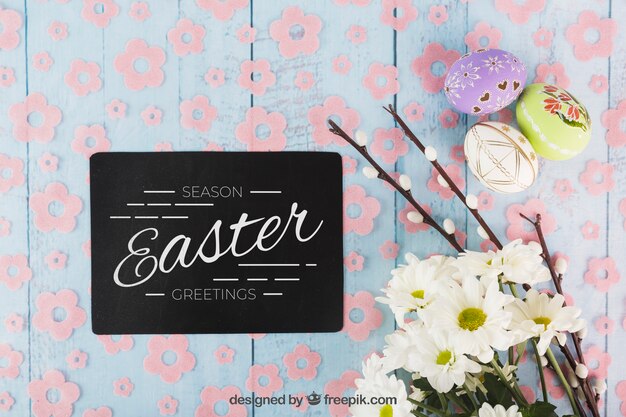 PSD easter mockup with elegant card