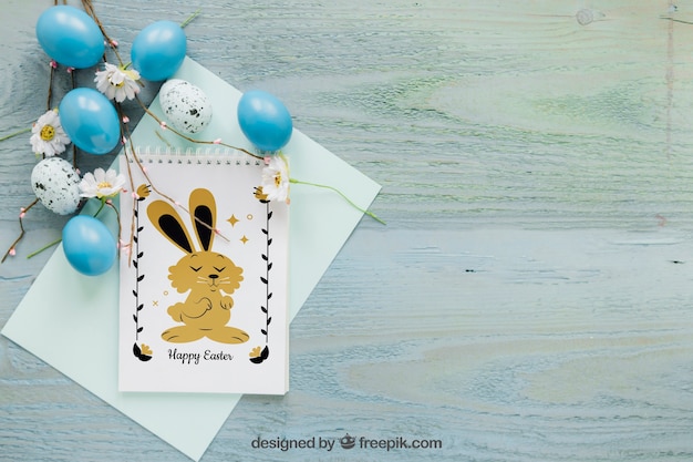 PSD mockup di pasqua con spazio a destra