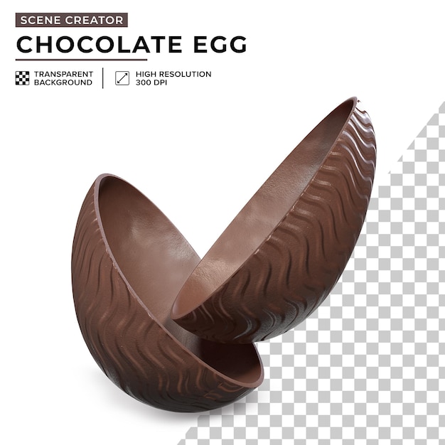 Illustrazione di uova di cioccolato aperte per la creazione di paesaggi di pasqua