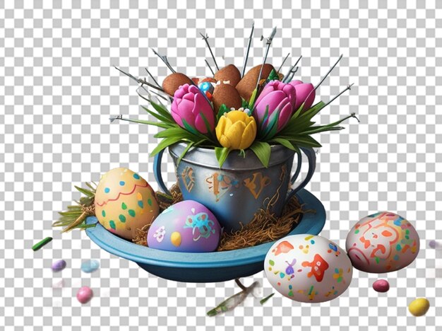 PSD easter photo happy easter eggs selective focus