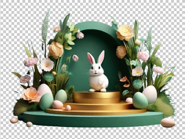 PSD easter podium background 3d product egg spring happy easter monday concept