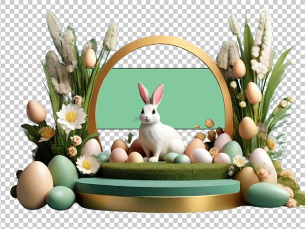 PSD easter podium background 3d product egg spring happy easter monday concept