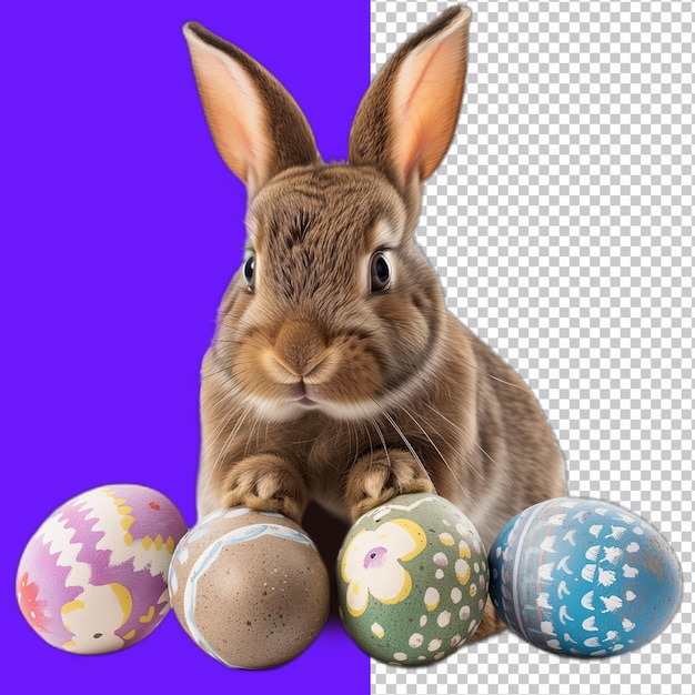 Easter rabbit with colorful eggs