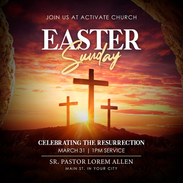 PSD easter sunday flyer editable