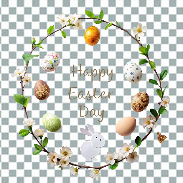 PSD easter theme with bunny and eggs