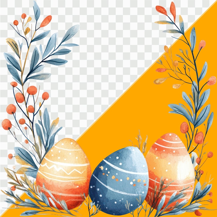 PSD easterthemed stickers słodkie króliki kolorowe jajka mleko herbaty kubki kosze kwiaty perły festiwale