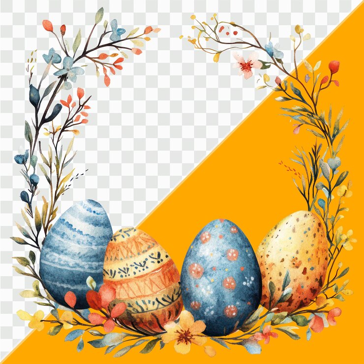 PSD easterthemed stickers słodkie króliki kolorowe jajka mleko herbaty kubki kosze kwiaty perły festiwale
