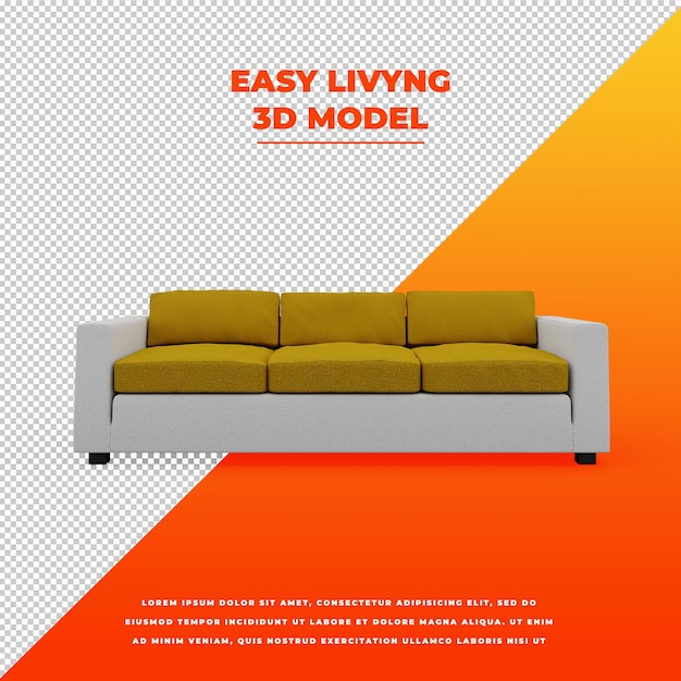 Легкая жизнь желто-белый диван 3d изолированная модель