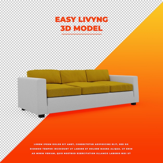 Easy livyng yellow and white sofa 3d isolated model