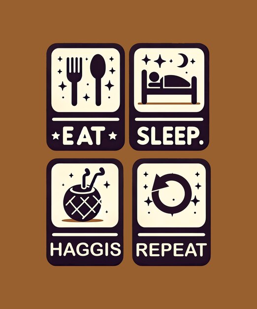 Eat Sleep Haggis Repeat 라이프스타일 셔츠