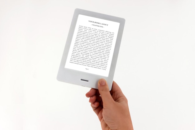 PSD ebook reader mockup holding hand