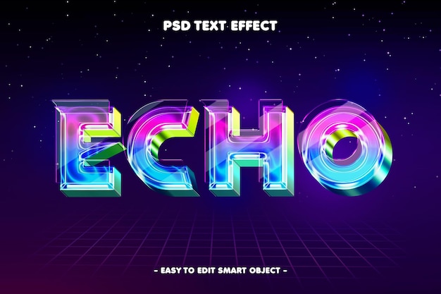 PSD echo 3d neon text effect