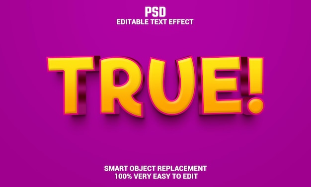 Echt 3D-bewerkbaar teksteffect met achtergrond premium Psd
