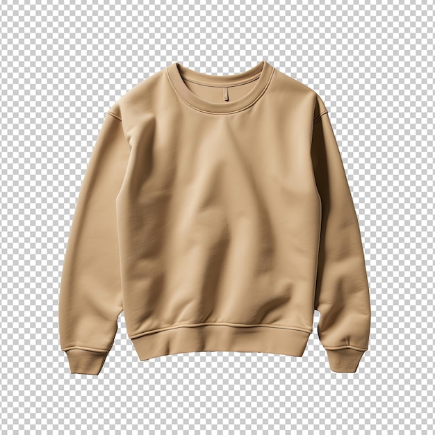 Echte zandkleur crewneck sweatshirt plat liggen en gevouwen op een witte achtergrond