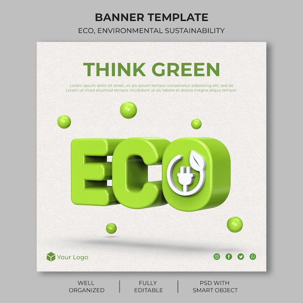 PSD design del modello di banner eco