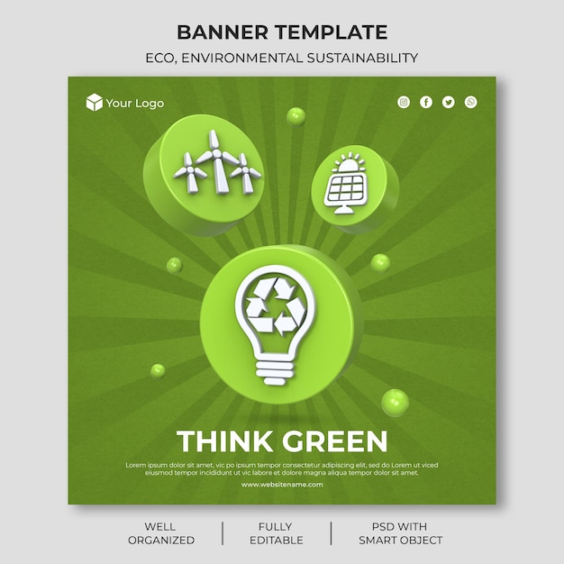 PSD eco banner template design