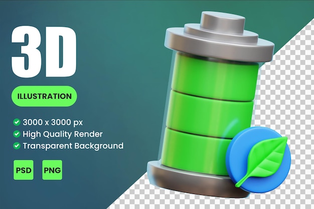 PSD eco battery 3d icon illustrations