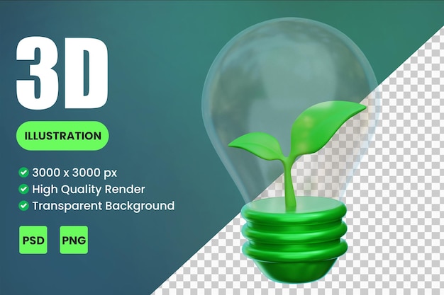 Eco bulb 3d icon illustrations