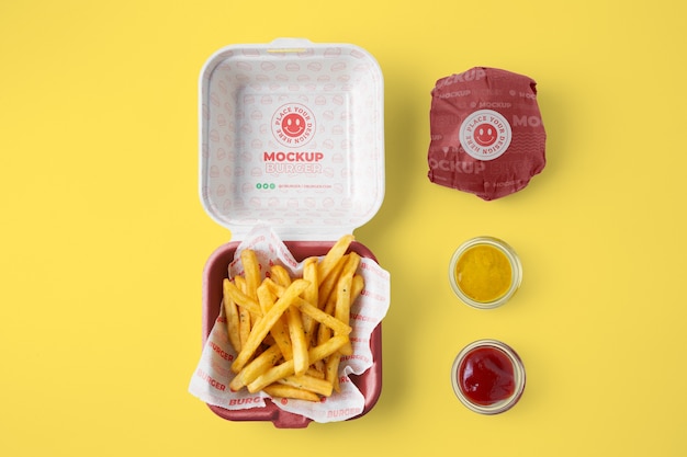 PSD mockup di scatola per hamburger ecologica