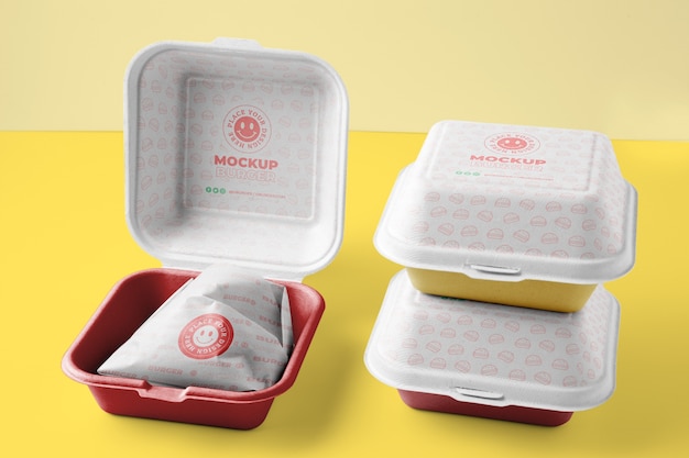 PSD mockup di scatola per hamburger ecologica