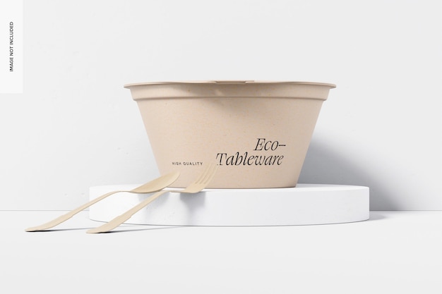 PSD eco cardboard bowl mockup, front view