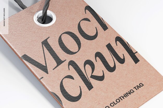 PSD eco clothing tag mockup, close up