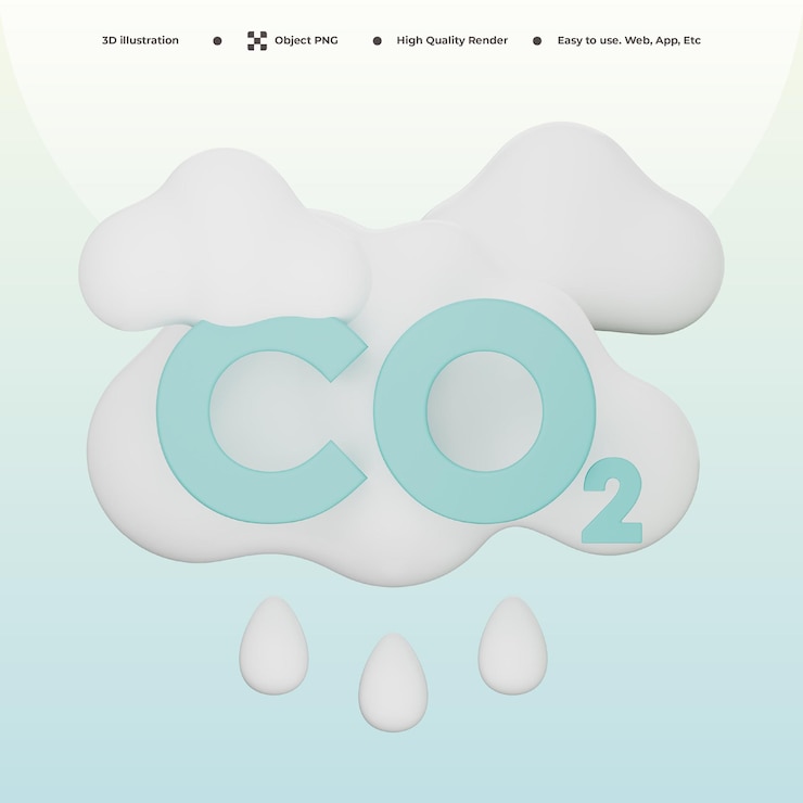 PSD eco cloud with co2 icon for carbon emission climate change air pollution global warming