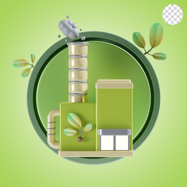 PSD eco factory 3d icon illustration