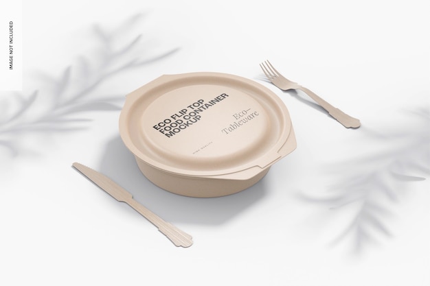 エコ フリップ トップ食品コンテナー モックアップ、視点