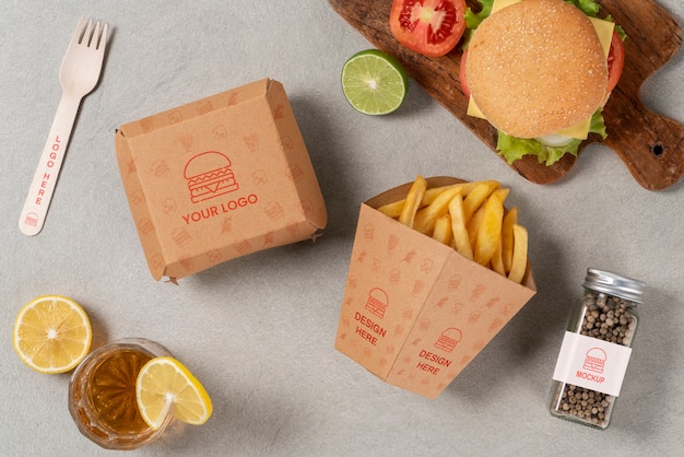 PSD mock-up di imballaggio per fast food ecologico