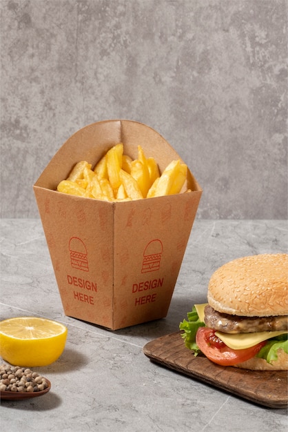 Mock-up di imballaggio per fast food ecologico