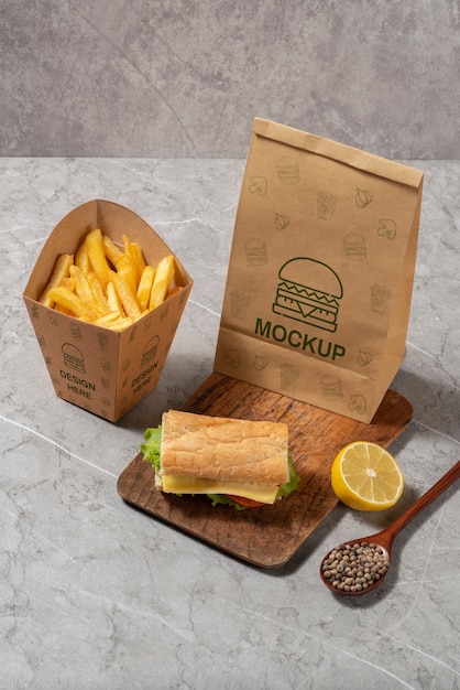 Mock-up di imballaggio per fast food ecologico