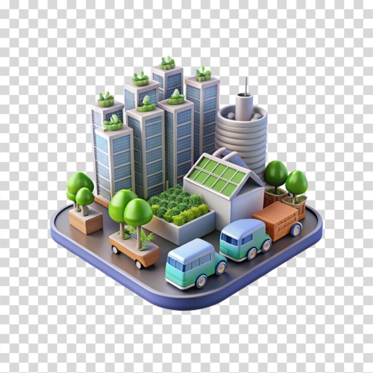 PSD eco-friendly isometric city