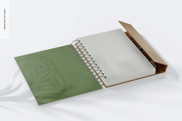 Mockup per notebook ecologico, prospettiva