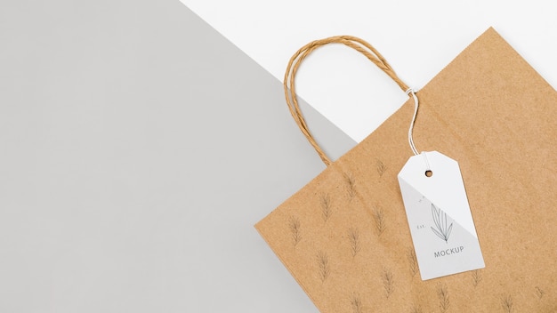 PSD eco-friendly paper bag and price tag mock-up
