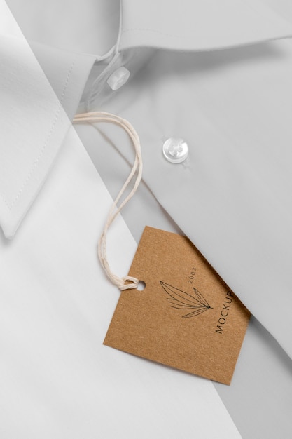 PSD eco-friendly price tag on formal shirt mock-up